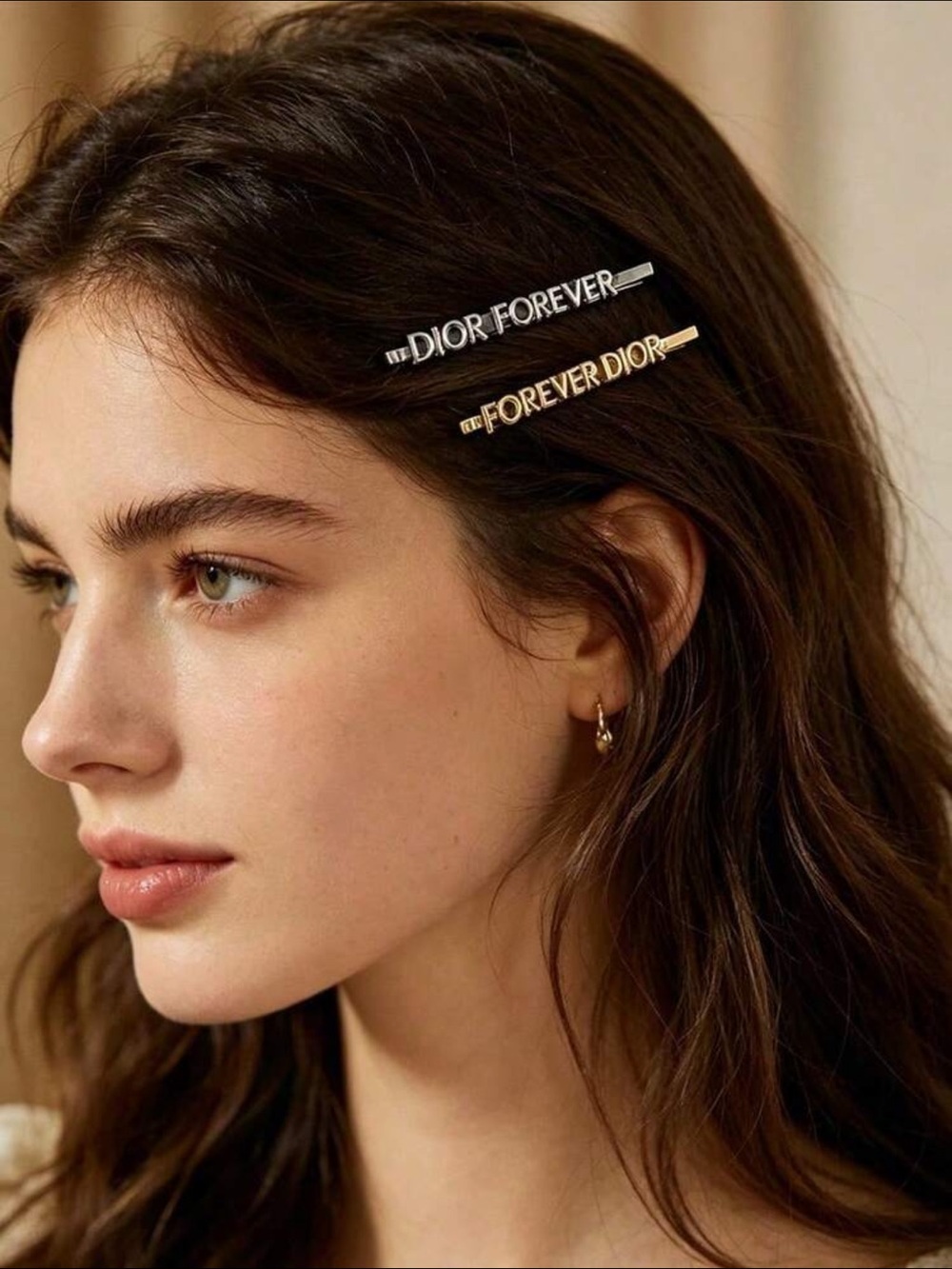 Dior Logo Hair Clips — Gold and Silver Pair